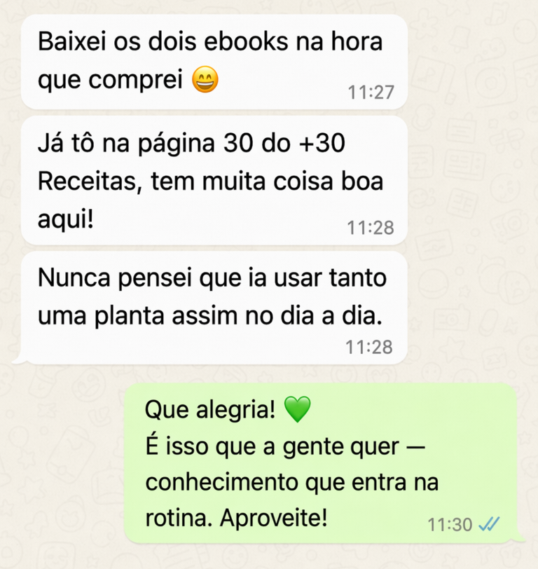 Depoimento sobre baixar os dois ebooks e usar ora-pro-nobis no dia a dia